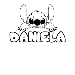 Coloring page first name DANIELA - Stitch background
