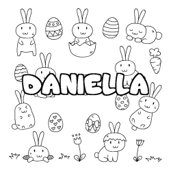 Coloring page first name DANIELLA - Easter background