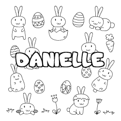 Coloring page first name DANIELLE - Easter background