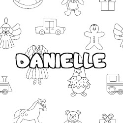 Coloring page first name DANIELLE - Toys background