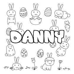Coloring page first name DANNY - Easter background
