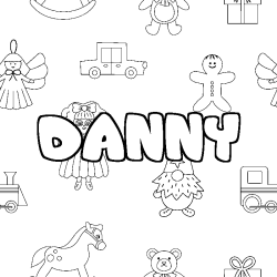 Coloring page first name DANNY - Toys background