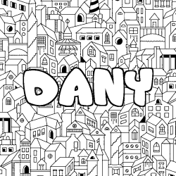 Coloring page first name DANY - City background