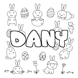 Coloring page first name DANY - Easter background