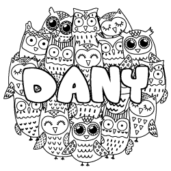 Coloring page first name DANY - Owls background