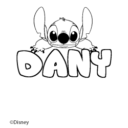 Coloring page first name DANY - Stitch background