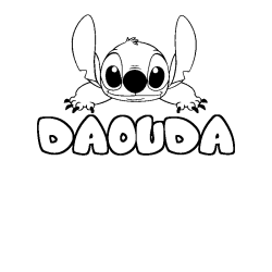 Coloring page first name DAOUDA - Stitch background