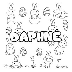 Coloring page first name DAPHNÉ - Easter background