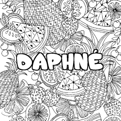 Coloring page first name DAPHNÉ - Fruits mandala background