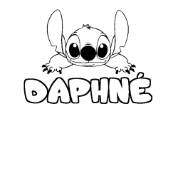 Coloring page first name DAPHNÉ - Stitch background