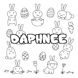 Coloring page first name DAPHNEE - Easter background