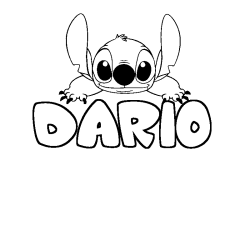 Coloring page first name DARIO - Stitch background