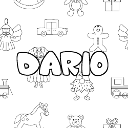 Coloring page first name DARIO - Toys background