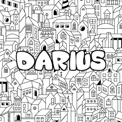 Coloring page first name DARIUS - City background