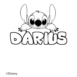 Coloring page first name DARIUS - Stitch background