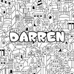 Coloring page first name DARREN - City background