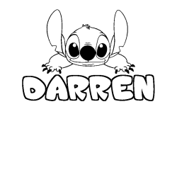 Coloring page first name DARREN - Stitch background