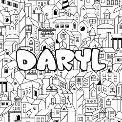 Coloring page first name DARYL - City background