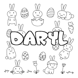 Coloring page first name DARYL - Easter background