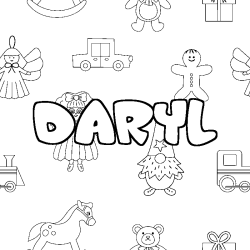 Coloring page first name DARYL - Toys background