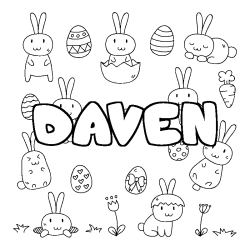 Coloring page first name DAVEN - Easter background