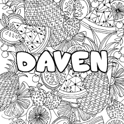 DAVEN - Fruits mandala background coloring