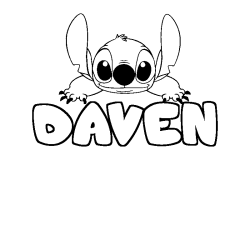 Coloring page first name DAVEN - Stitch background