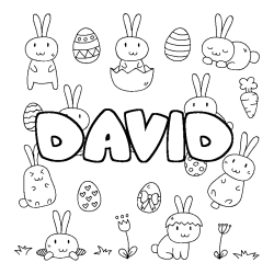 Coloring page first name DAVID - Easter background