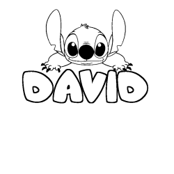 Coloring page first name DAVID - Stitch background