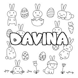 Coloring page first name DAVINA - Easter background