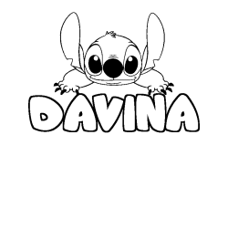 Coloring page first name DAVINA - Stitch background