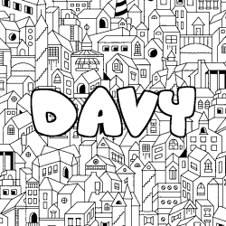 Coloring page first name DAVY - City background