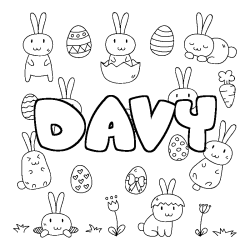 Coloring page first name DAVY - Easter background