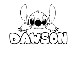 Coloring page first name DAWSON - Stitch background