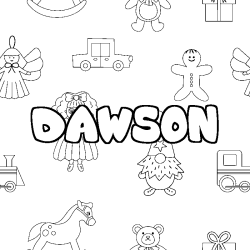 Coloring page first name DAWSON - Toys background