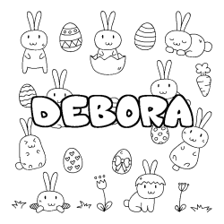 Coloring page first name DEBORA - Easter background