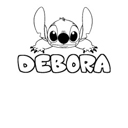 Coloring page first name DEBORA - Stitch background