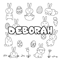 Coloring page first name DEBORAH - Easter background