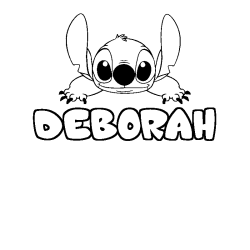 Coloring page first name DEBORAH - Stitch background