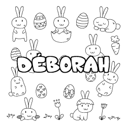 Coloring page first name DÉBORAH - Easter background