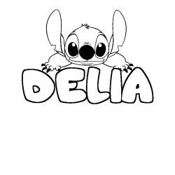 Coloring page first name DELIA - Stitch background