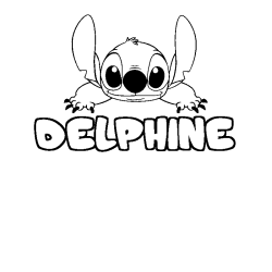 Coloring page first name DELPHINE - Stitch background