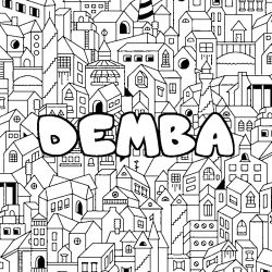 Coloring page first name DEMBA - City background