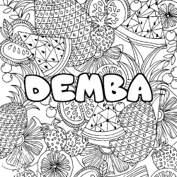 DEMBA - Fruits mandala background coloring