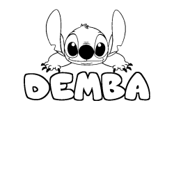 Coloring page first name DEMBA - Stitch background