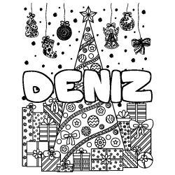 DENIZ - Christmas tree and presents background coloring