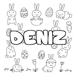 Coloring page first name DENIZ - Easter background