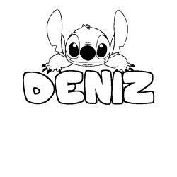 Coloring page first name DENIZ - Stitch background