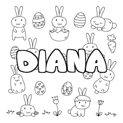 Coloring page first name DIANA - Easter background