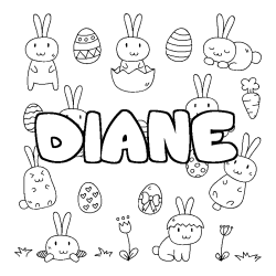 Coloring page first name DIANE - Easter background